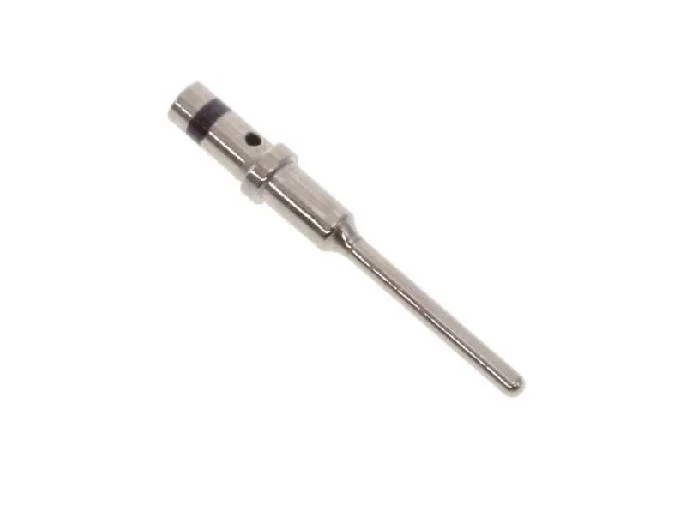 0460-010-20141 Male Solid Pin – Size 20 – 16-18 AWG, Green Stripe, Nickel Plated