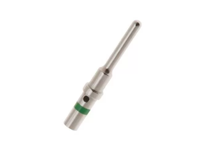 0460-215-16141S – Solid Pin – Size 16 – 14 AWG,2mm², Green Stripe, Nickel Plated