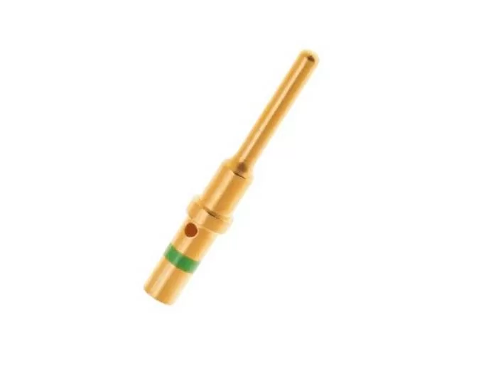 0460-215-1631 -Male Solid Pin – Size 16 – 14 AWG, 2mm², Green Stripe, Gold Plated