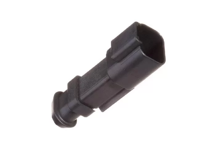 DT04-2P-CE09 – DT Series – 2 Pin Male Receptacle – Reduced Dia. Seals, Shrink Boot Adapter, Black