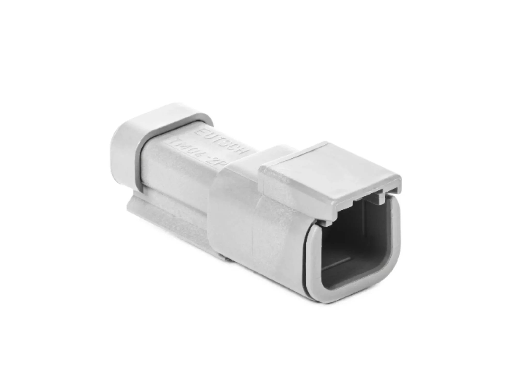 DTM04-2P-P006 – DTM Series – 2 Pin Male Receptacle – Terminating Resistor, Gold Pins, J1939, Gray