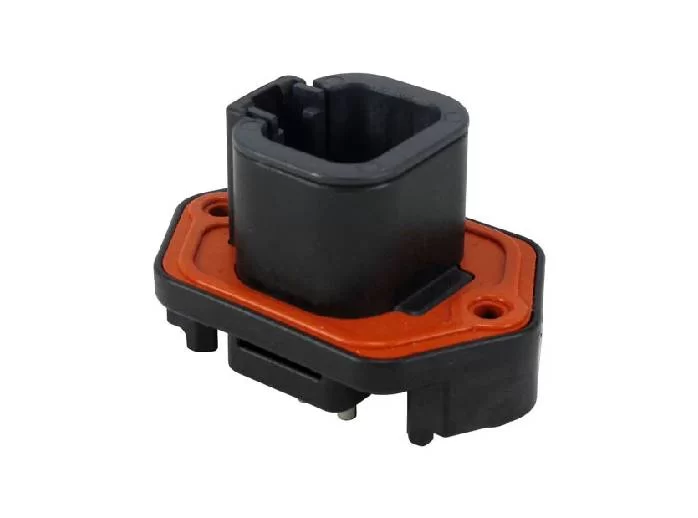 DTP15-4P – DTP Series- 4 Cavity Male Receptacle, Straight molded pins, Black