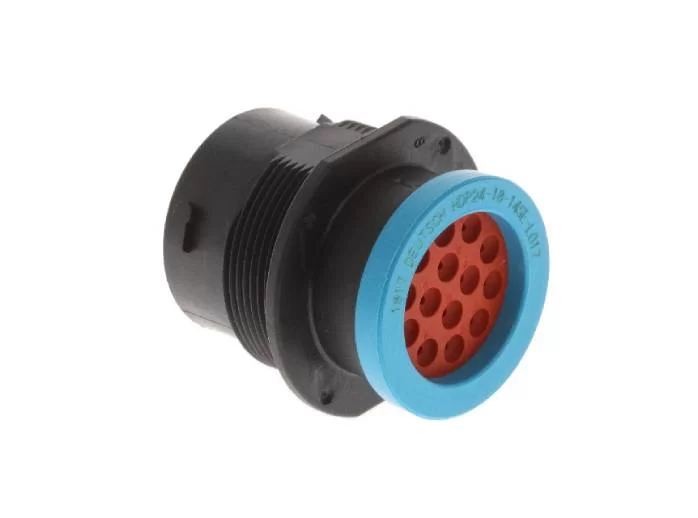 HDP24-18-14SE-L017 – HDP20 Series – 14 Socket Female Receptacle – 18 Shell, E Seal, Reverse, Ring Adapter, Flange