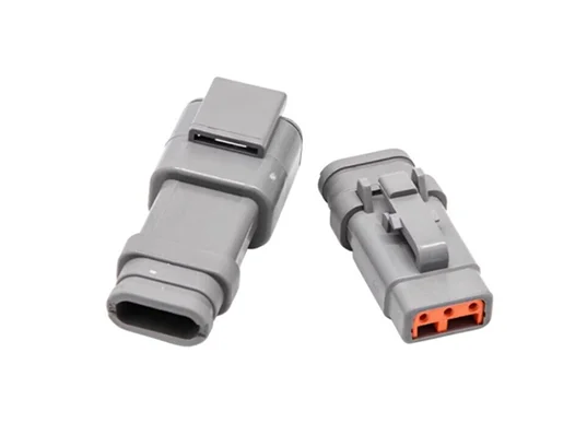 DTM04-3P-E007 Male 3 Pins Blade Auto ConnectorReceptacle, Wire-to-Wire, 3 Position, .165 in [4.2 mm] Centerline, Sealable, Gray, Wire & Cable, Cable Mount (Free-Hanging), Hybrid