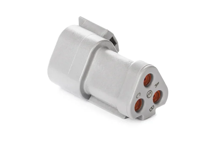 DT04-3P-CE01 – DT Series – Male 3 Pin Receptacle – Reduced Dia. Seal – End Cap – Gray