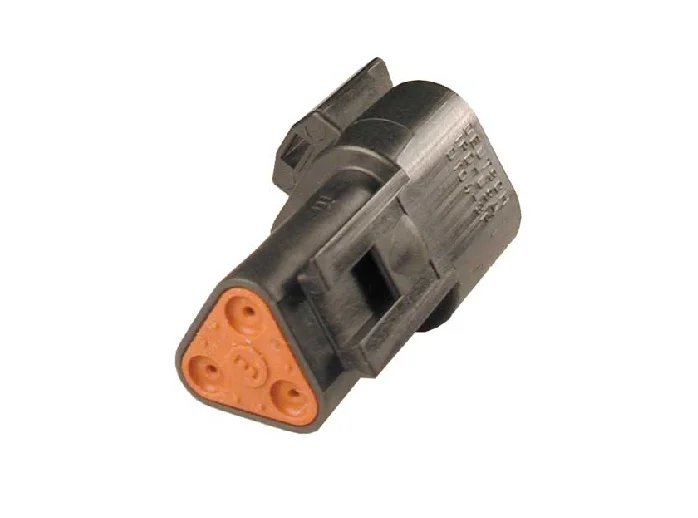 DT04-3P-CE02 – DT Series – Male 3 Pin Receptacle – Reduced Dia. Seal, Black