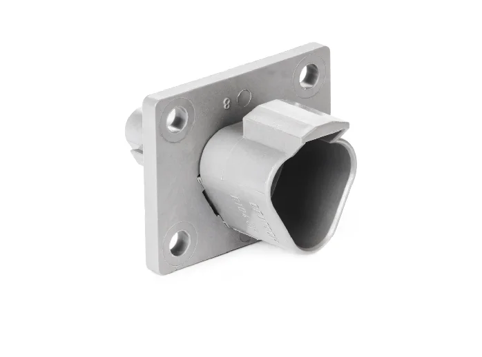 DT04-3P-L012 – DT Series – Male 3 Pin Receptacle – Welded Flange, Gray