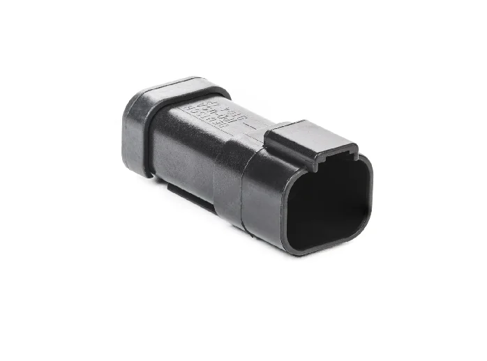 DT04-4P-CE03 – DT Series – Male 4 Pin Receptacle – Reduced Dia. Seals, End Cap, Black