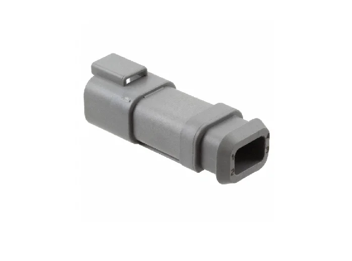 DT04-4P-CE04 – DT Series – Male 4 Pin Receptacle – Reduced Dia. Seals, End Cap, Gray