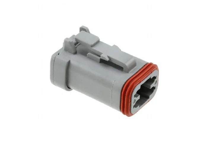 DT06-4S-CE01 – DT Series – 4 Socket Plug – End Cap, Enhanced Seal Retention, Reduced Dia. Seals, Gray