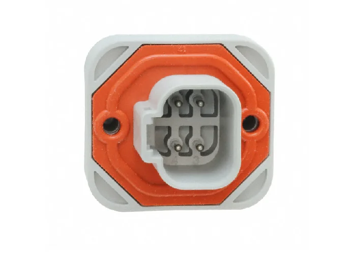 DT15-4P  Series – Male 4 Pin Receptacle – Straight Molded Pins, PCB Mount, Gray