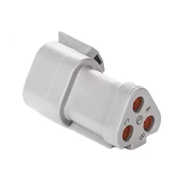 DT04-3P-CE01 – DT Series – Male 3 Pin Receptacle – Reduced Dia. Seal – End Cap – Gray