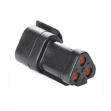 DT04-3P-CE03 – DT Series -Male  3 Pin Receptacle – Reduce Dia. Seal, End Cap, Black