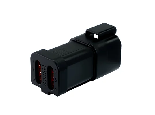 DT04-6P-E005 – DT Series –  Male 6 Pin Receptacle – End Cap, Black