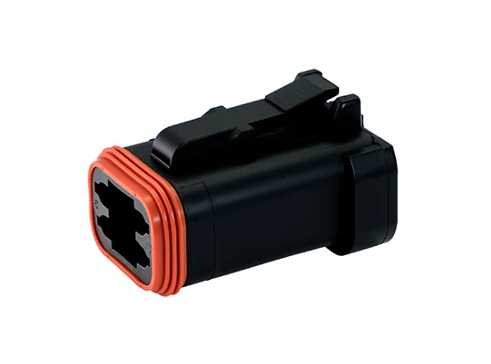 DT06-4S-EP06 – DT Series –  Female 4 Socket Plug – Enhanced Seal Retention, End Cap, Black