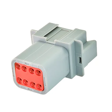DT04-08PA – DT Series –  Male 8 Pin Receptacle – A Key – In-line – Gray